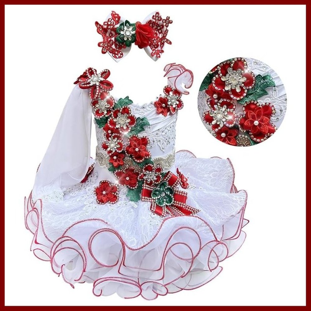 NEW Beautiful Sparkling Bling Rhinestone Baby Christmas Dress Flower Gir…